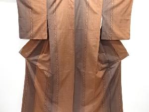 縞に抽象模様織り出し手織り紬着物